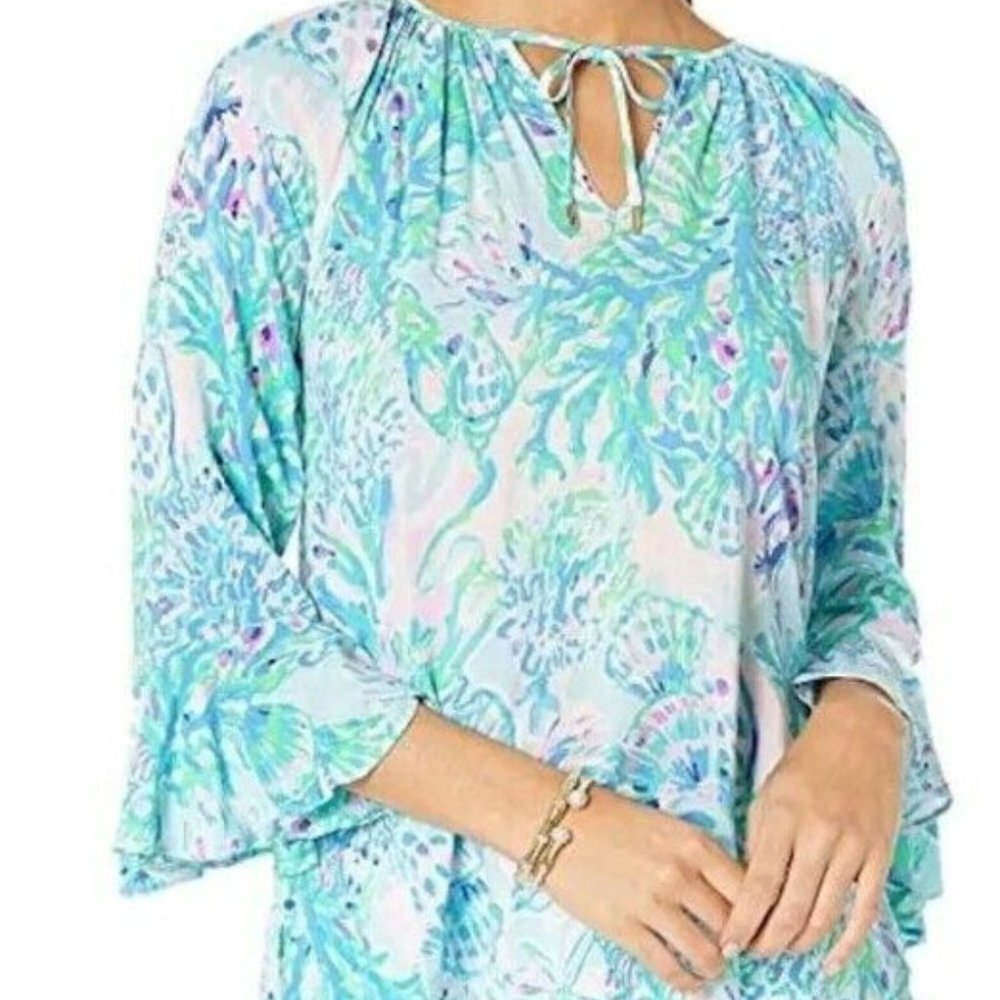 Lilly Pulitzer Willa Flounce Sleeve Top in Amethyst Tint Craysea